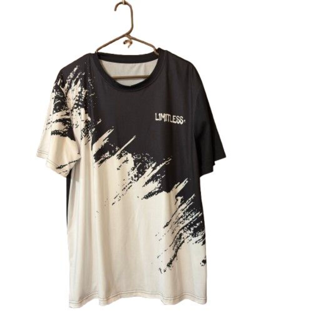 Mens Limitless Black & White Graffiti Short Sleeve Shirt Size Large No Brand Tag